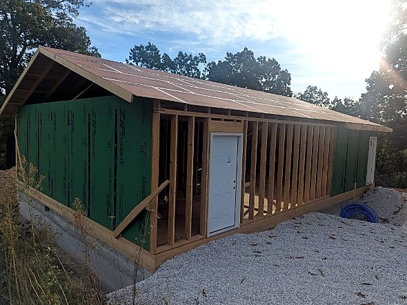 Front wall framed with entry door set